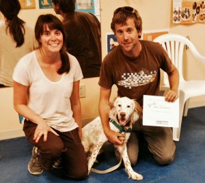 Caitin with her boy "Finn" in NC. Puppy school graduation day!